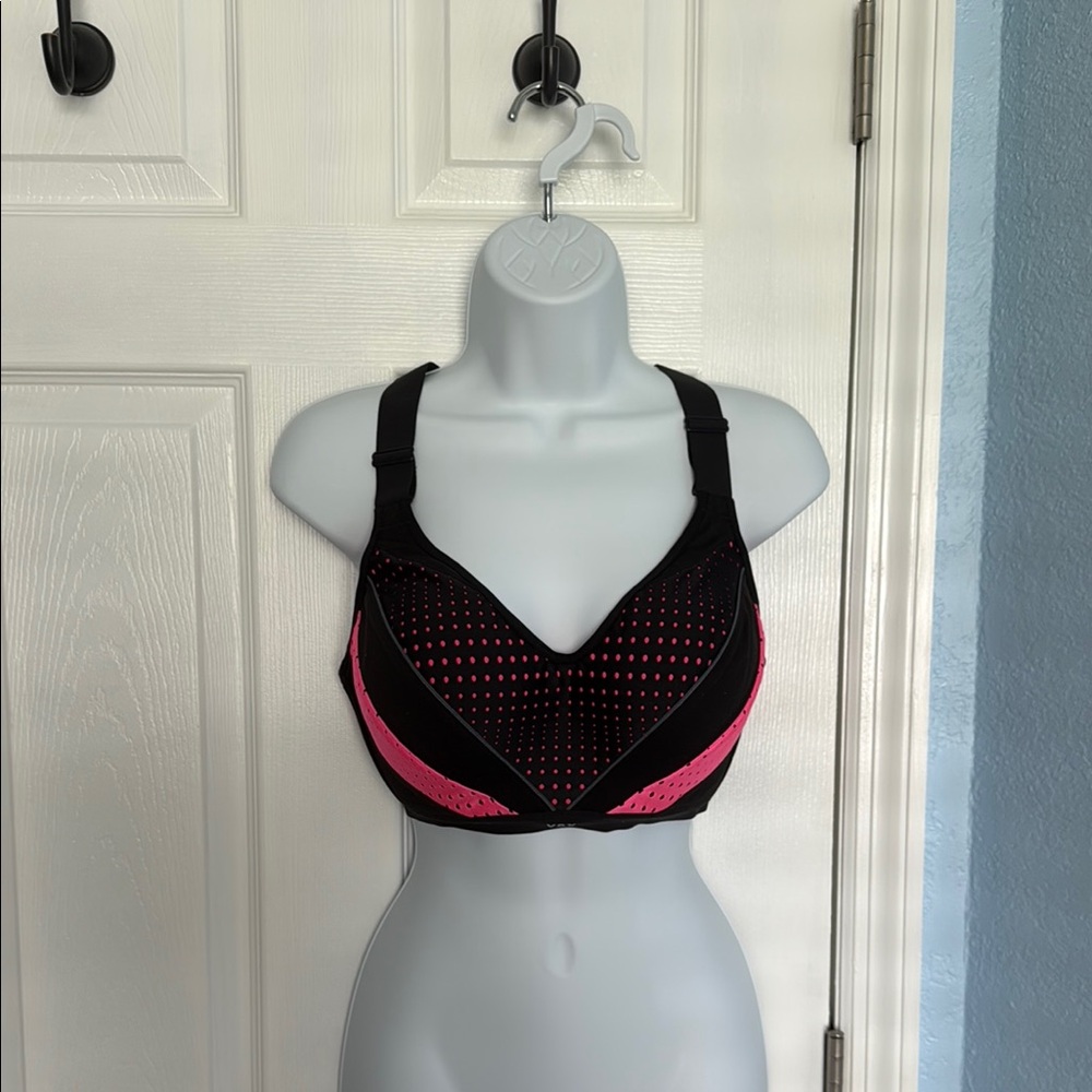 Victoria's Secret VSX Sport Black and Pink Sports Bra with Adjustable Straps